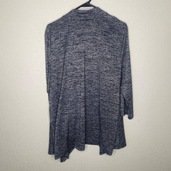 Chicos 3 Open Front Cardigan Womens Size US XL Striped Black & White Knit Lagenl - Picture 7 of 12